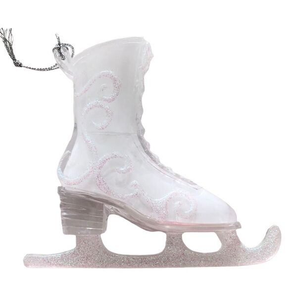 GLASS FIGURE SKATE ORNAMENT WITH SILVER GLITTER - Picture 13 of 13